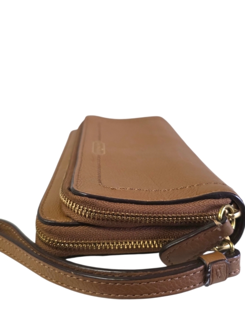 Coach Cognac Leather Double Zip Wallet Wristlet Large Organizer Clutch - Picture 6 of 15